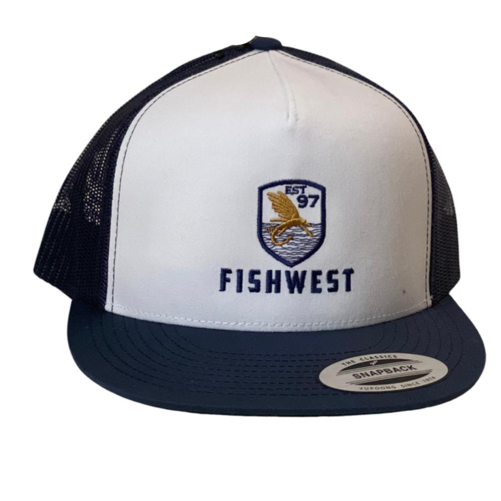 Fishwest Logo Cirque Flat Brim Hat in Navy and White